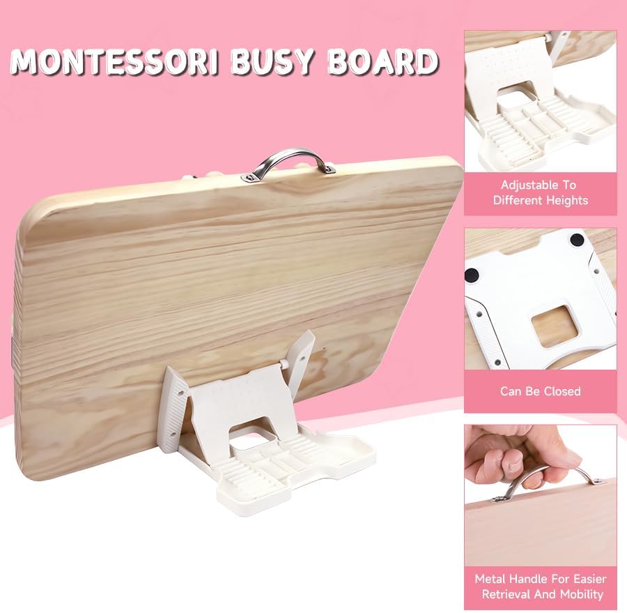 Montessori Wooden Busy Board for Baby Aged 36 Months Puzzle Toys Fine Hand Movements and Sensory Training Kids Teaching Aids Activity Board