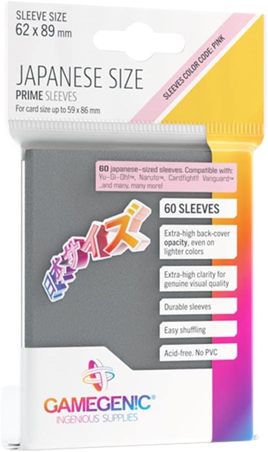 GameGenic Prime Japanese Size Card Sleeves – Dark Gray 60CT – Smooth & Tough – for Cards Measuring Up to 59mm x 86mm - Compatible with Pokemon, Yugioh, and More!