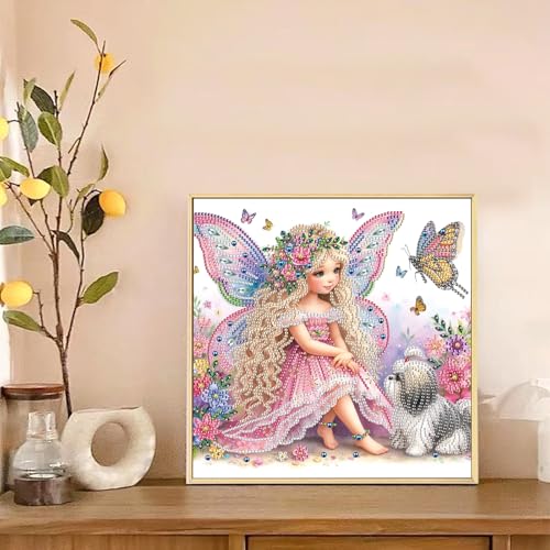 Image of AiYuanzsh Diamond Art Painting Kits for Adults, 5D Special Shape Diamond Art Kits for Beginners, Crystal Rhinestones Diamond Art Painting for Home Wall Decoration Gift 12x12 inch, Princess Elf