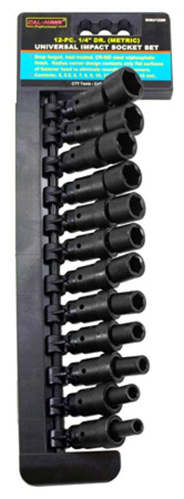 Cal Hawk Tools BISU122M 12 Piece 1/4" Drive Universal Swivel Impact Metric Socket Set