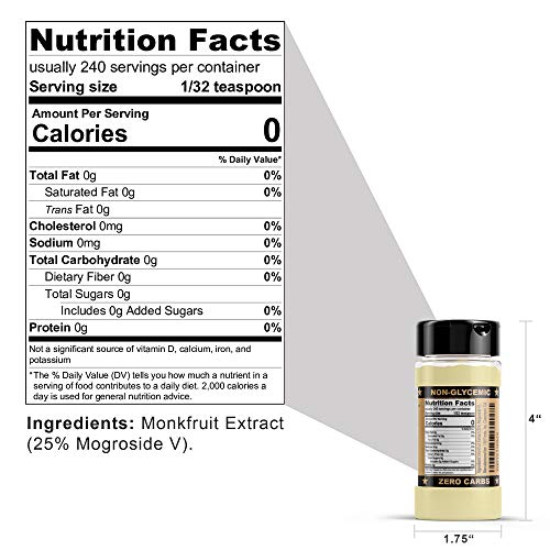 Smart Monk - 100% Monkfruit Extract, Non-Glycemic, Zero Calorie, Sugar-Free Monk Fruit Sweetener (30g)
