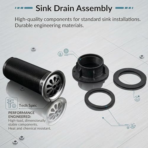 Image of BASSINO 6 Inch Basin Waste Coupling Nylon Thread Body with Brass Jali Head /Heavy Duty Bathroom Sink Drain /Anti Clog Waste Coupling with Durable Build /Universal Fit Drain for Washbasin(Silver)