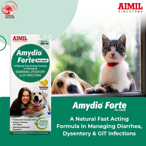 Image of AIMIL Amydio Forte Pet Liquid | Herbal Medicine For Diarrhoea, Dysentery & GIT Infections For Dogs & Cats | 200ml