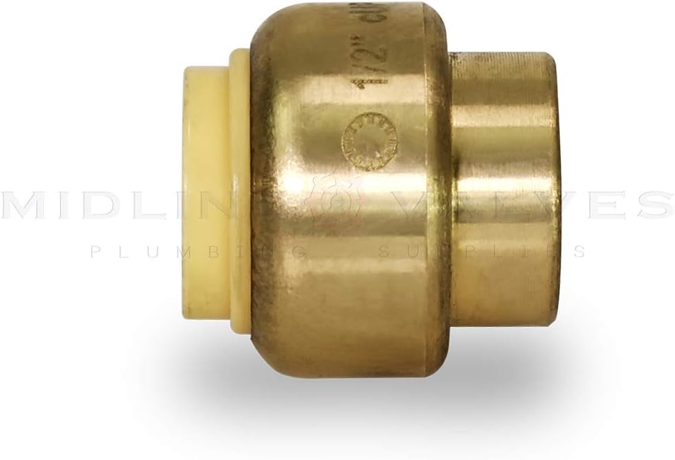 Pushlock UPSE12 Plug End Cap Pipe Fitting Push to Connect Pex Copper, CPVC, 1/2 Inch, Brass