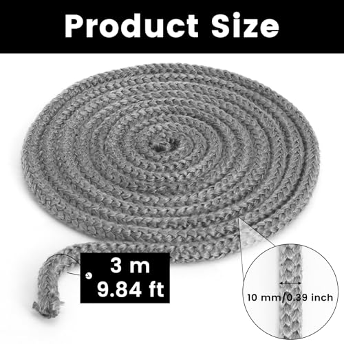 3 Meter Ofendichtschnur Φ 10mm Dichtschnur für Kaminofen Ofen Dichtschnur Kamindichtung für Kaminofen Kamintür Smoker Ofenrohr Rauchrohr Schornsteinverlängerung