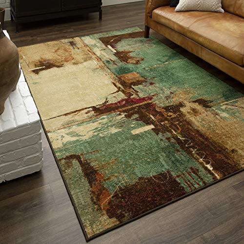 Mohawk Home Strata Aqua Fusion Abstract Area Rug, 5'X8', Blue/Brown #TOP3