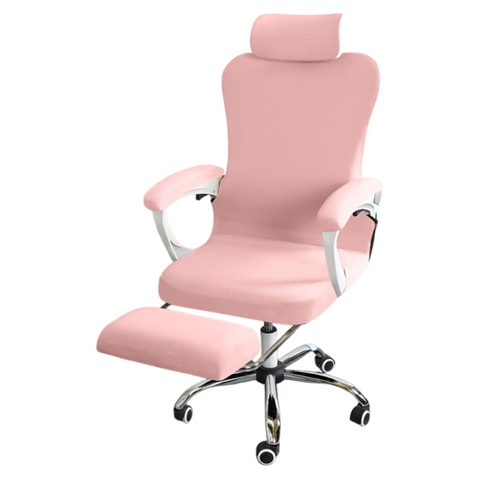 Funda Elástica para Silla de Oficina con Reposabrazos, Funda Ergonómica para Silla de Escritorio, Protector de Respaldo Alto, Lavable y Extraíble Giratoria de Ordenador(Pink,One Size)