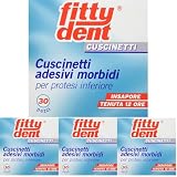 Fittydent Cuscinetti Adesivi Morbidi per Protesi Inferiore - 30 Pezzi, 30 unità, 1 (Confezione da 4)