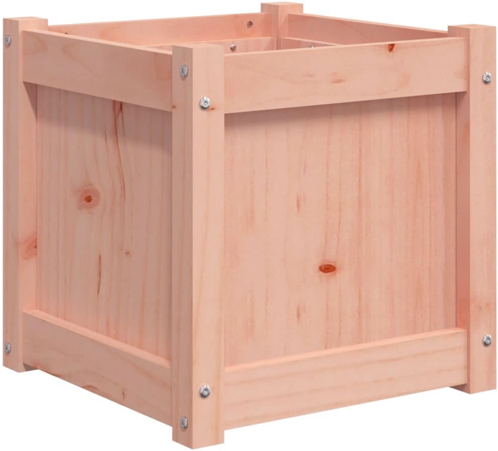 Solid Douglas Wood Garden Planter, 15.7 inch Square Outdoor Raised Garden Bed for Flowers, Herbs, Vegetables, Weather Resistant
