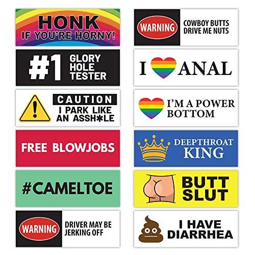 Funny Prank Magnet Bumper Sticker 12-Pack- Decal Bumper Magnets Pranks For Adults Joke Waterproof Dirty Truck Car Rainbow Gay Pride Stickers #TOP2
