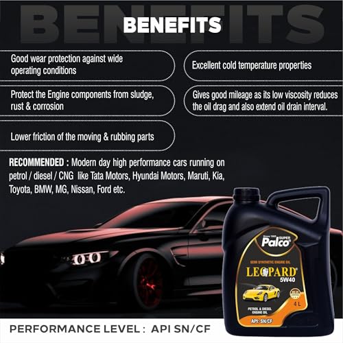 Image of PALCO LEOPARD 5W40 Engine Oil for Car 4 Ltr (Pack-3) | Engine Oil for Petrol & Diesel Cars