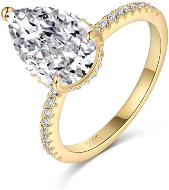 3CT Lab Grown White Pink Diamond Engagement Rings for Women D Color VVS1 Clarity 18K White Yellow Gold Vermeil Simulated Diamond Promise Wedding Ring
