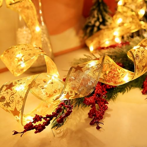Guirnalda de luces LED con copos de nieve y estrellas navideñas para árbol de Navidad 3