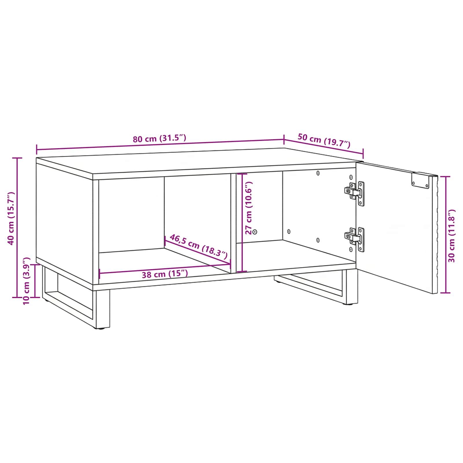 Tavolino da salotto bianco, 80 x 50 x 40 cm, in legno, moderno, con spazio e ripiano, per soggiorno, salotto, ufficio, design elegante, facile da montare, versatile
