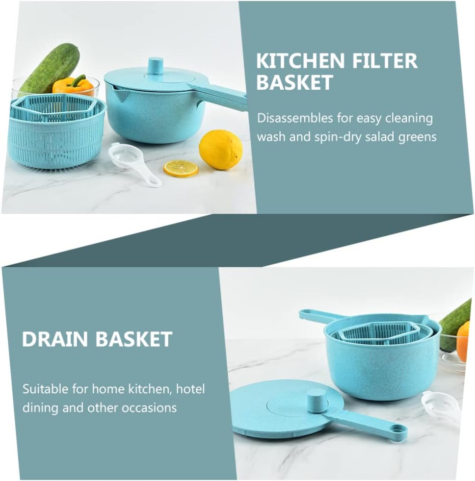 SOLUSTRE Kitchen Manual Vegetable Quick Draining Basket for Salad Fruits Veggies Efficient Water Removal for Home Catering Use