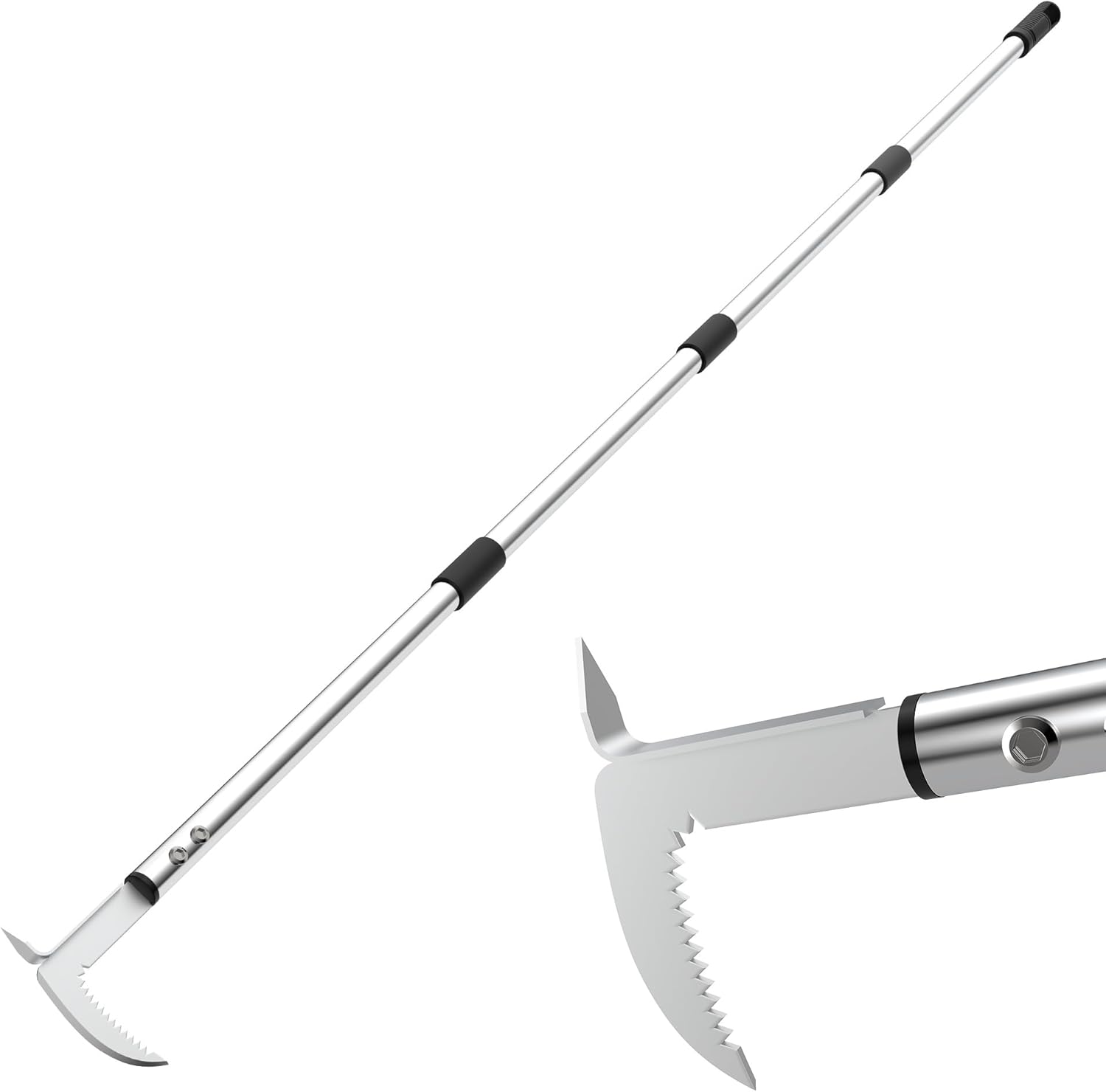 Crack Weeder Tool, 20-65" Adjustable Stainless Steel Long Handle Crevice Weeding Tool Heavy Duty L-Shaped Manual Garden Weed Puller & Remover for Sidewalk, Garden, Patio, Lawn