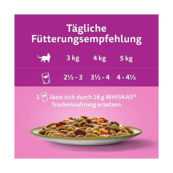 Whiskas Adult 1+ Katzennassfutter Tasty Duo Surf & Turf in Gelee, 84 Portionsbeutel, 84x85g (1 Großpackung) – Hochwertiges Katzenfutter nass, für ausgewachsene Katzen – Bild 4