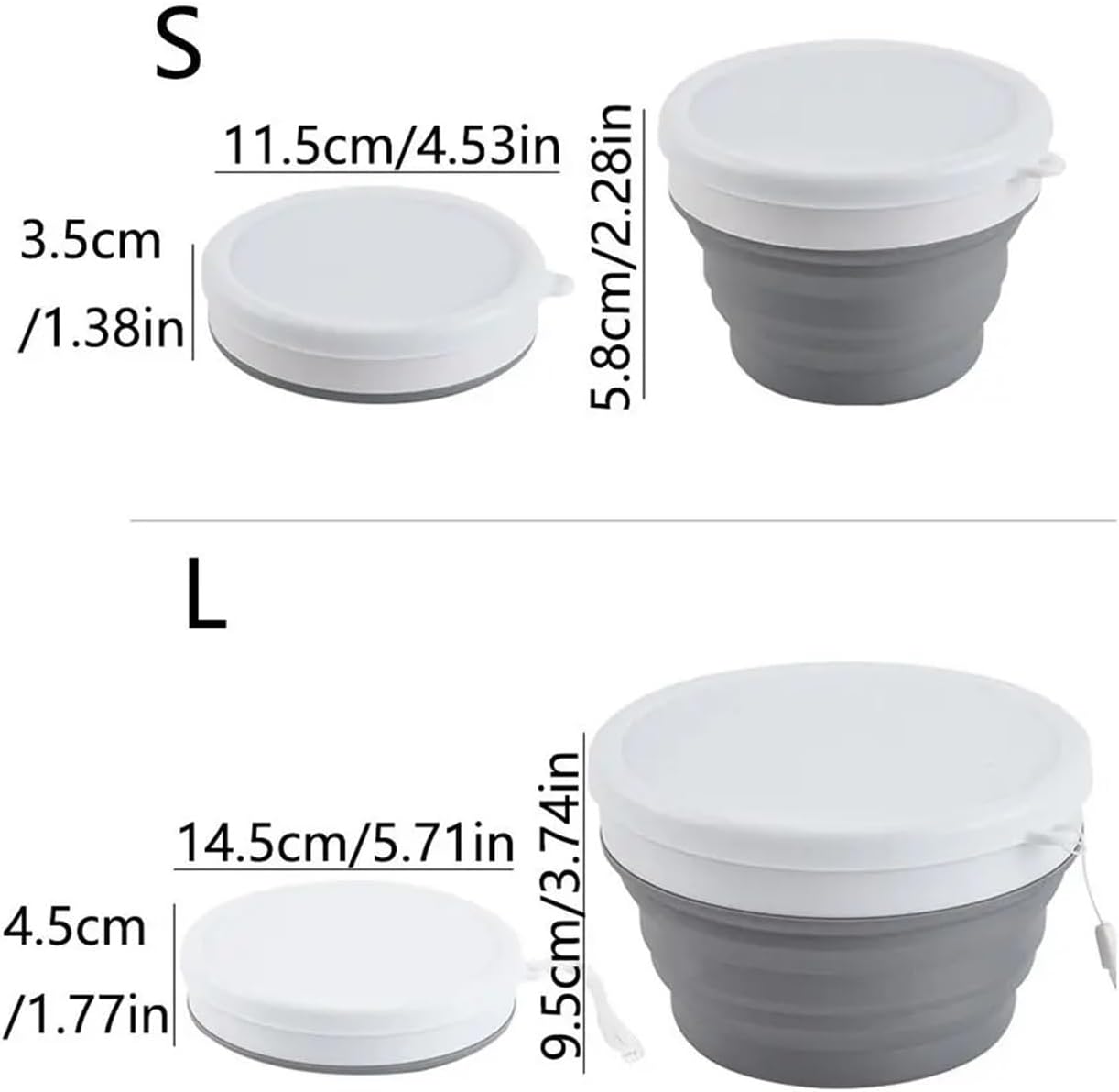 Soft Lid Silicone Foldable Bowl Reusable Camping Salad Dish Space-Saving Heat Resistant Folding Lunch Box Tableware(Blue-S-)
