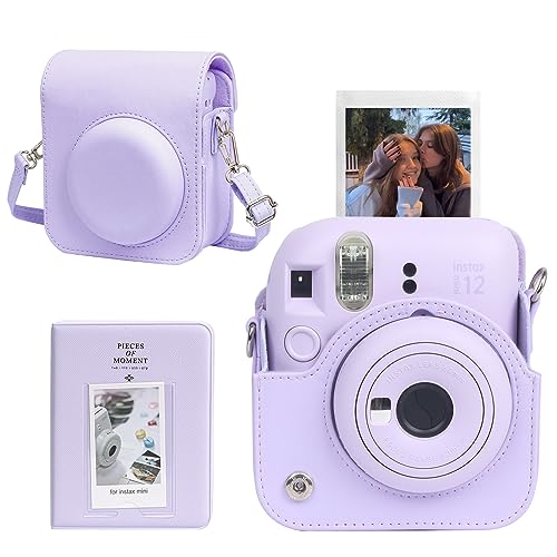 Funda para cámara Fujifilm Instax Mini 12, cuero PU lila miniatura 1