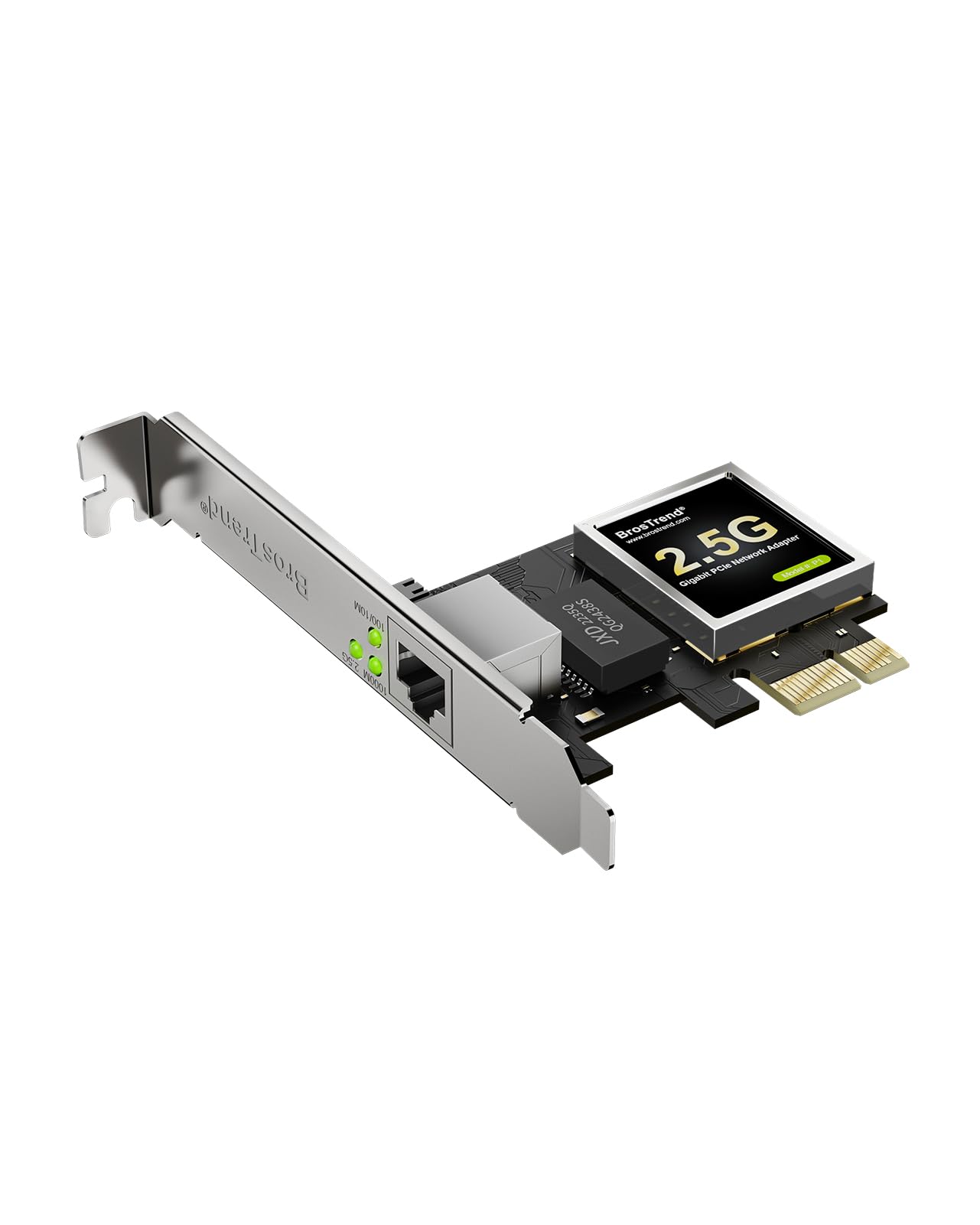 BrosTrend 2,5G Tarjeta de Red PC, PCIe Adaptador de Red con Perfil Bajo Extra, PCIe Gigabit Ethernet RJ45 Soporte Windows 11/10/8.1/8/7/XP/2000, Windows Server etc. NIC PCI Express Vida ÚTI Protección