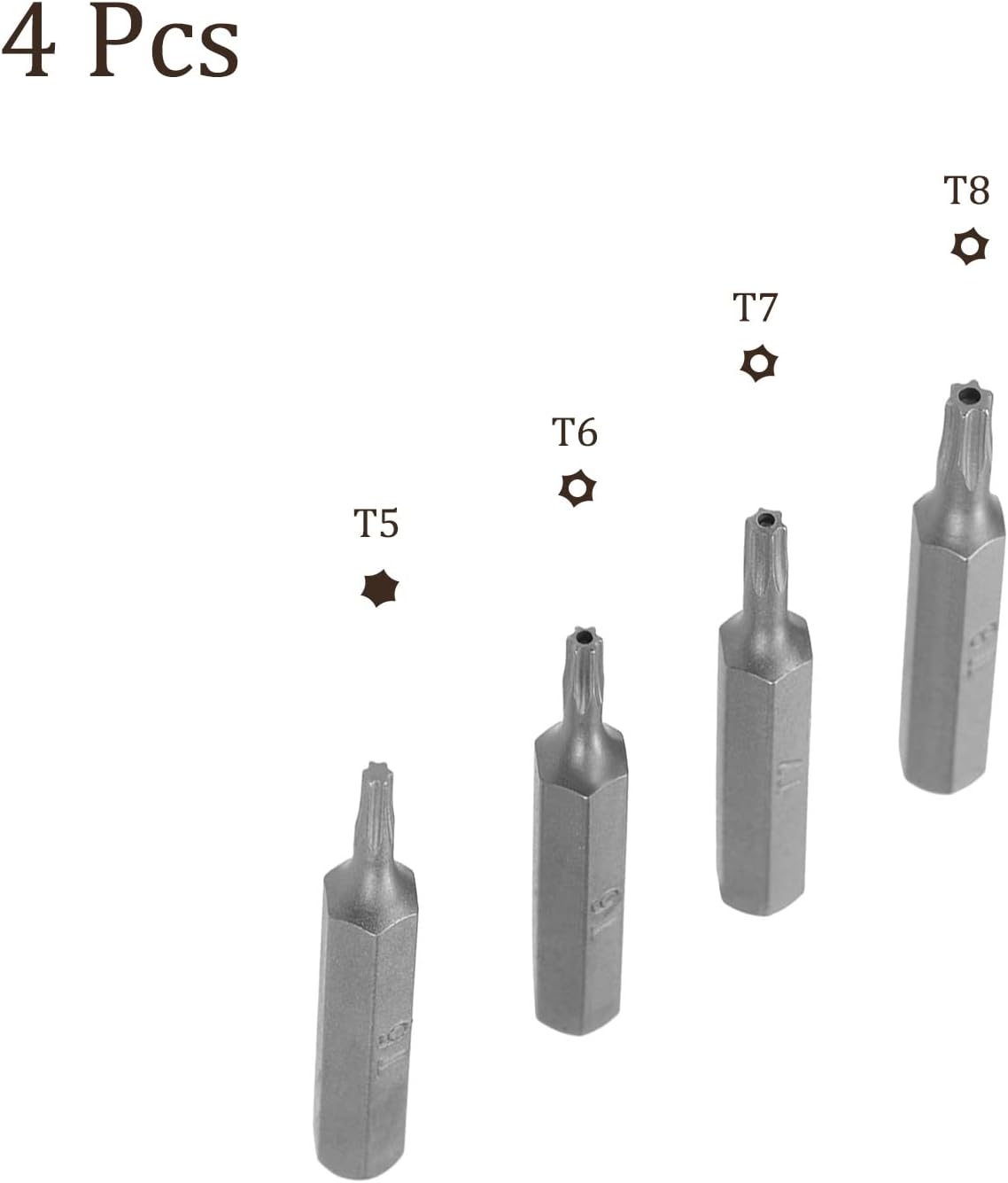 Torx Bit Set - [1.1 Inch x H5/32 x T5 T6 T7 T8] Hex Shank Screw Driver Batch Head for Socket Screwdriver Handle Use