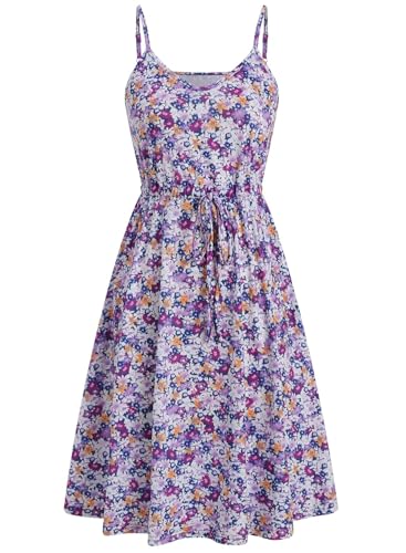 Image of BARASA Sundresses for Women Summer Sleeveless V Neck Spaghetti Strap A Line Wedding Guest Petite Dresses with Pockets D826