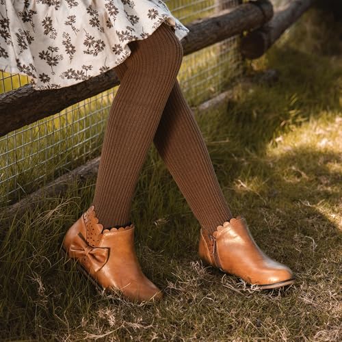 Dufannie Girls Ankle Boots Bow Kids Dress Booties Low Heel Side Zipper Slip on Fashion Ruffled Fall Boot for Toddler Little Big Kid2