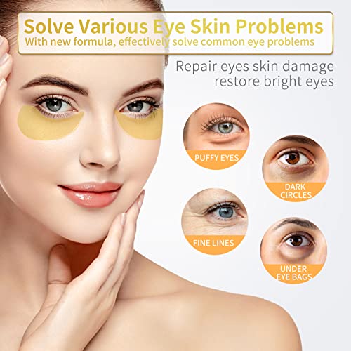 NAZANO 24K Gold Under Eye Patches - 60 Pack for Puffy Eyes, Dark Circles, Bags & Wrinkles with Collagen & Hyaluronic Acid - Eye Care Pads for Daily Skincare (Gold)