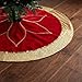 Valery Madelyn 48 inch Luxury Red Gold Christmas Tree Skirt with Flower Design, Themed with Christmas Ornaments (Not Included)