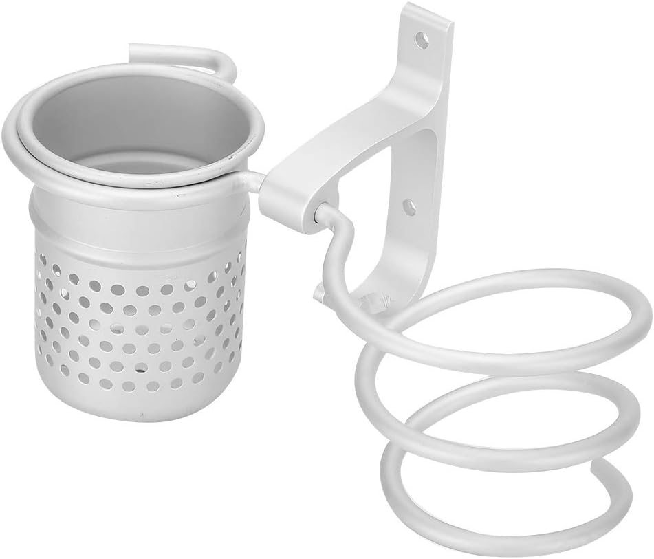 Hair Dryer Holder Stand - Space Aluminum Bathroom Organizer with Double Hook & Ventilated Design - Easy Install & Space-Saving Solution