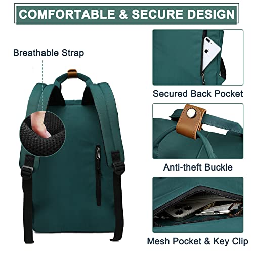 Image of VASCHY Women's Backpack, Girl's Backpack Laptop Backpack for 15.6 Inches, Water Resistant, Chic School Bag with Two Bottle Pockets for College Travel, 15.1L (Blue Gardenia)
