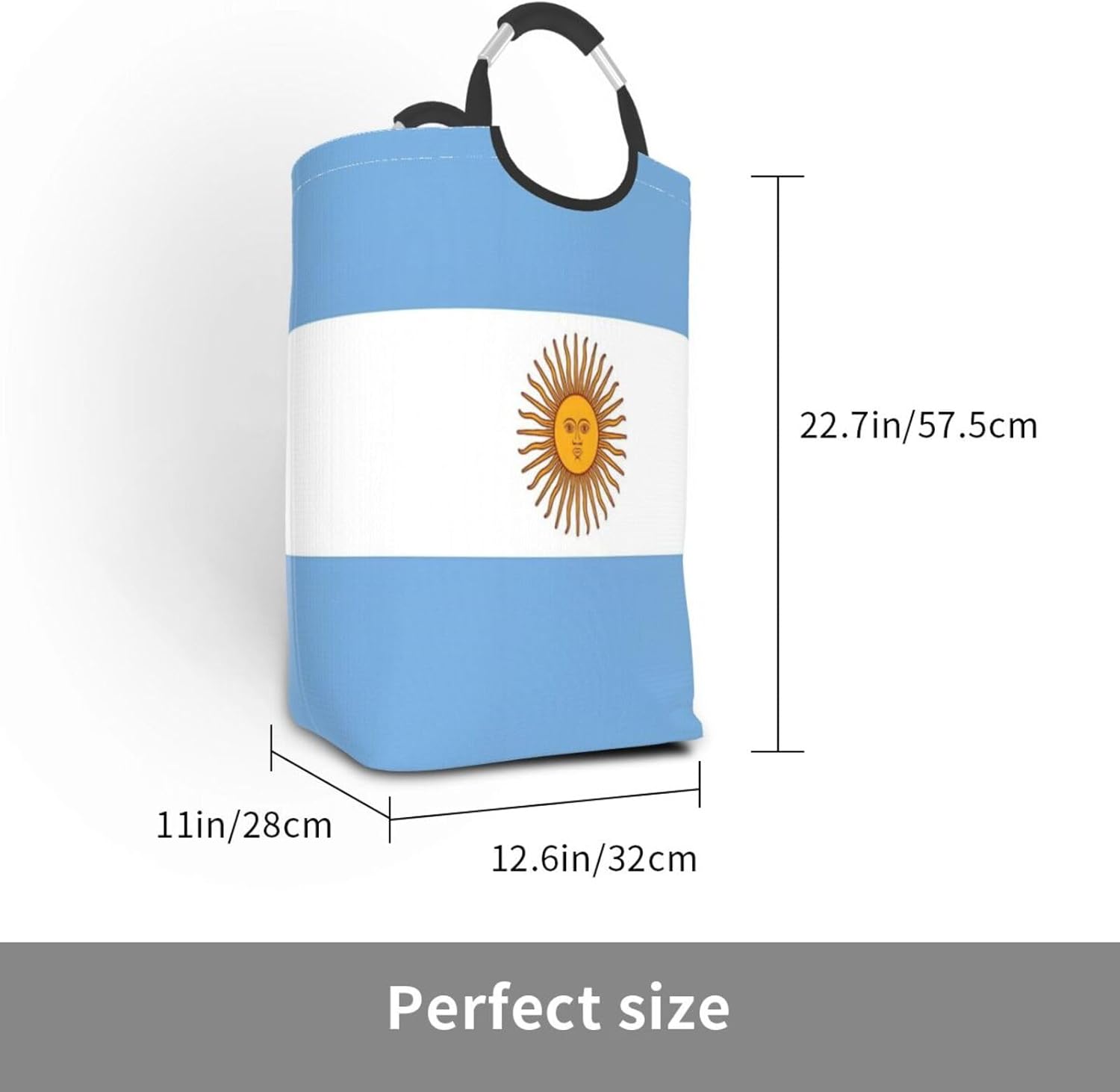 Argentina Flag Foldable Dirty Laundry Bag, Waterproof Oxford Fabric With Pe Board Base, 50l Capacity For Home & Travel