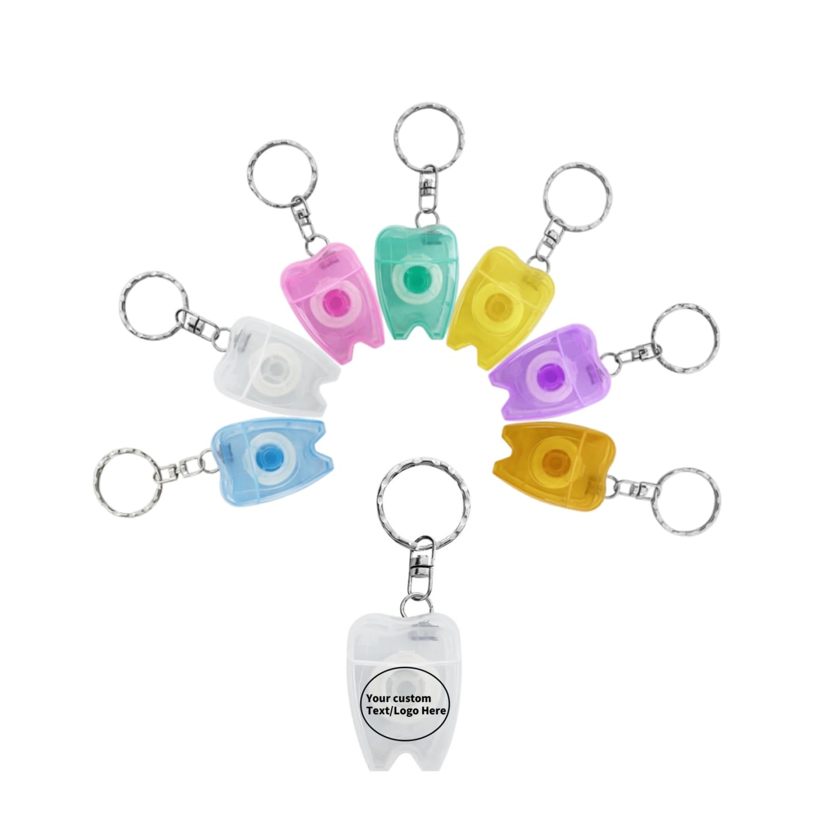 100PCS Custom Personalized Logo Dental Floss Keychain Mini Box Portable Tooth Shaped Customizable with Any Image Logo and