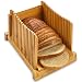 Bamboo Bread Slicer - Natural Wood Foldable Cutter for Homemade Bread, Loaf Cakes, Bagels. Compact, Folds Flat.