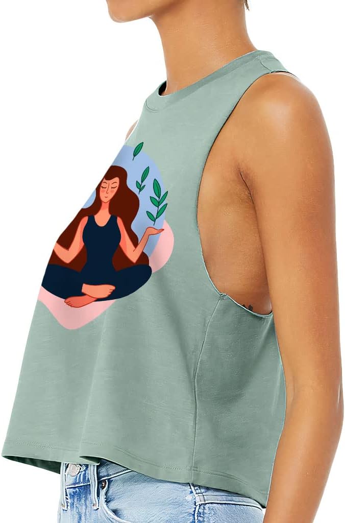 Meditation Racerback Cropped Tank - Cool Art Women's Tank - Trendy Design Tank Top