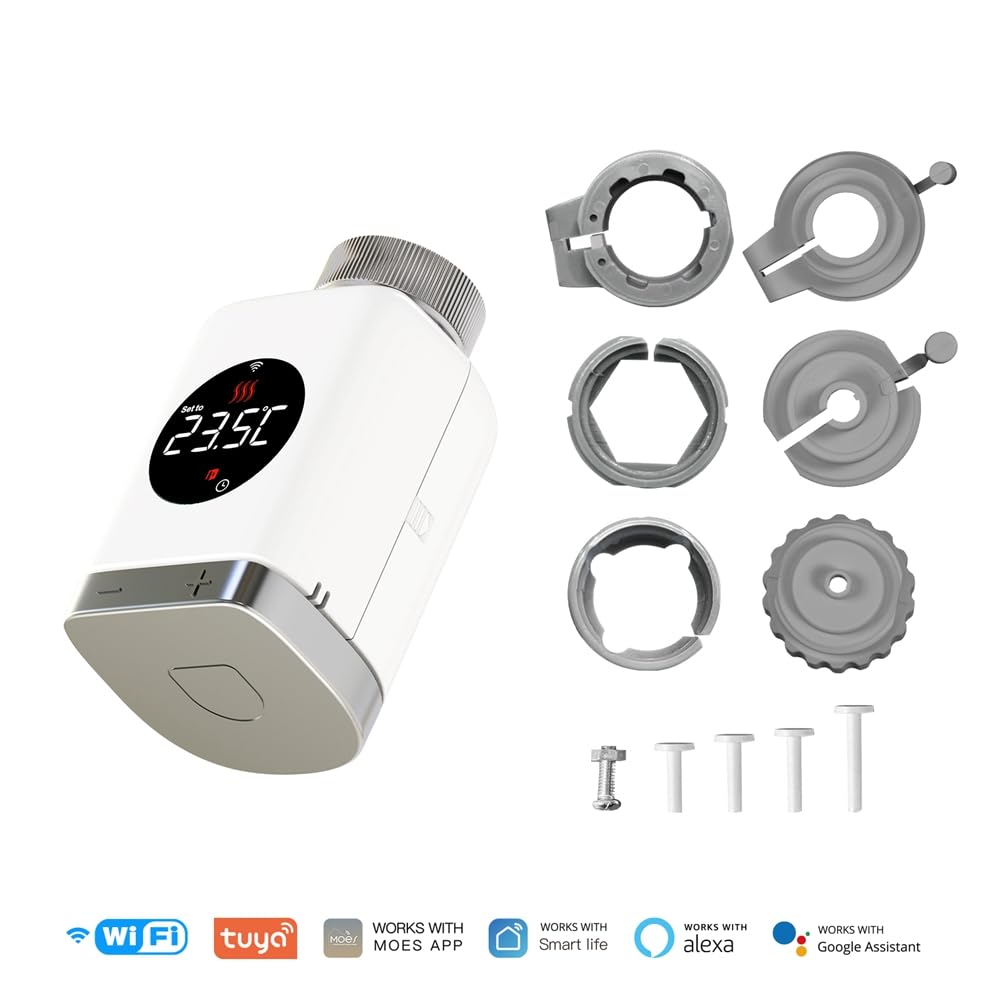 Tuya Smart WiFi, cabezal termostático, actuador de válvula de radiador, controlador de temperatura inteligente TRV WiFi, vida inteligente, WiFi, duradero, fácil de usar