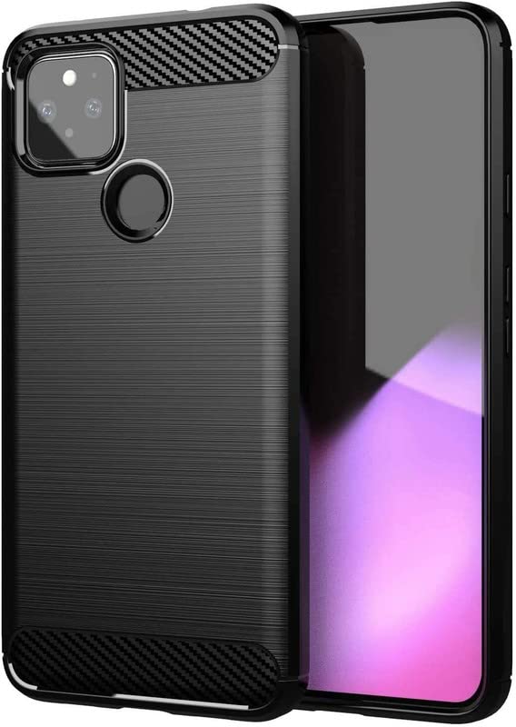 Image of NPRC Hybrid Ultra Slim Protective Case TPU Non-Slip Carbon Fiber Texture Shockproof Case Cover for Google Pixel 5A - Black