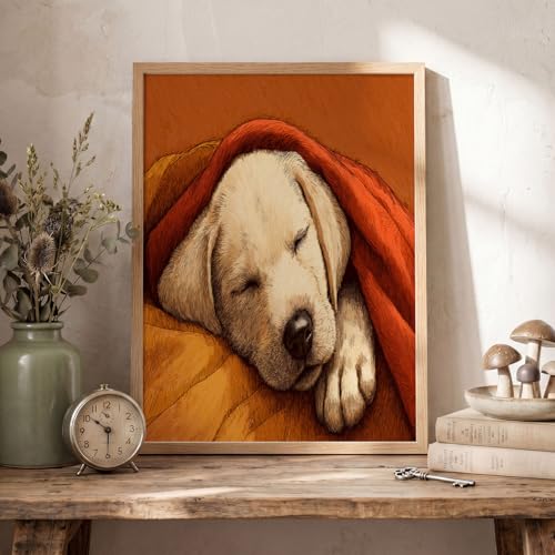 Image sur toile chiot endormi couleur orange grand tableau de salon