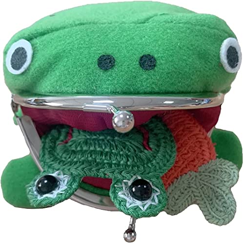 Cute Frog Coin Wallet, Plush Frog Coin Purse Cosplay Naruto Cute Green Frog Coin Bag Frog Coin Wallets Frog Coin Purse with Cute Hairpin, 3 Pack