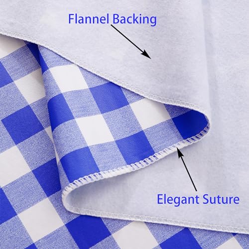 Image of Heavy Duty Vinyl Tablecloth with Flannel Backing Waterproof Oil-Proof Plastic Table Cloth Stain-Resistant Wipeable Rectangle or Square Table Cover for Indoor and Outdoor (Blue Checkered, 60x84 Inch)