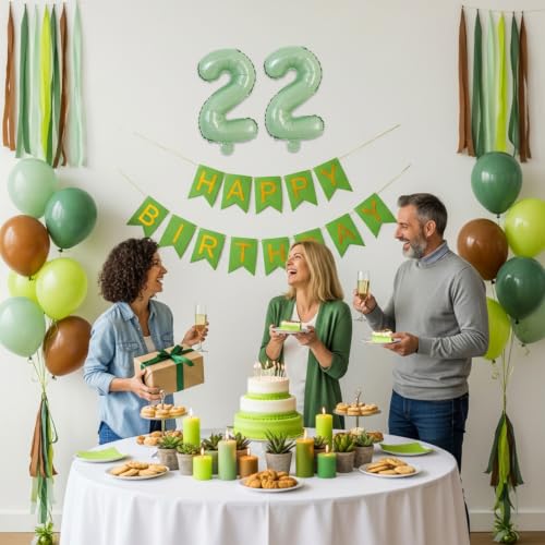 Image of TONIFUL Number Balloons 16 Inch Sage Green 2 Set 0-9 Number Mylar Foil Balloons 20 Pcs Olive Green Custom Digital for Boho Birthday Forest Party Graduation Baby Shower Anniversary Decorations