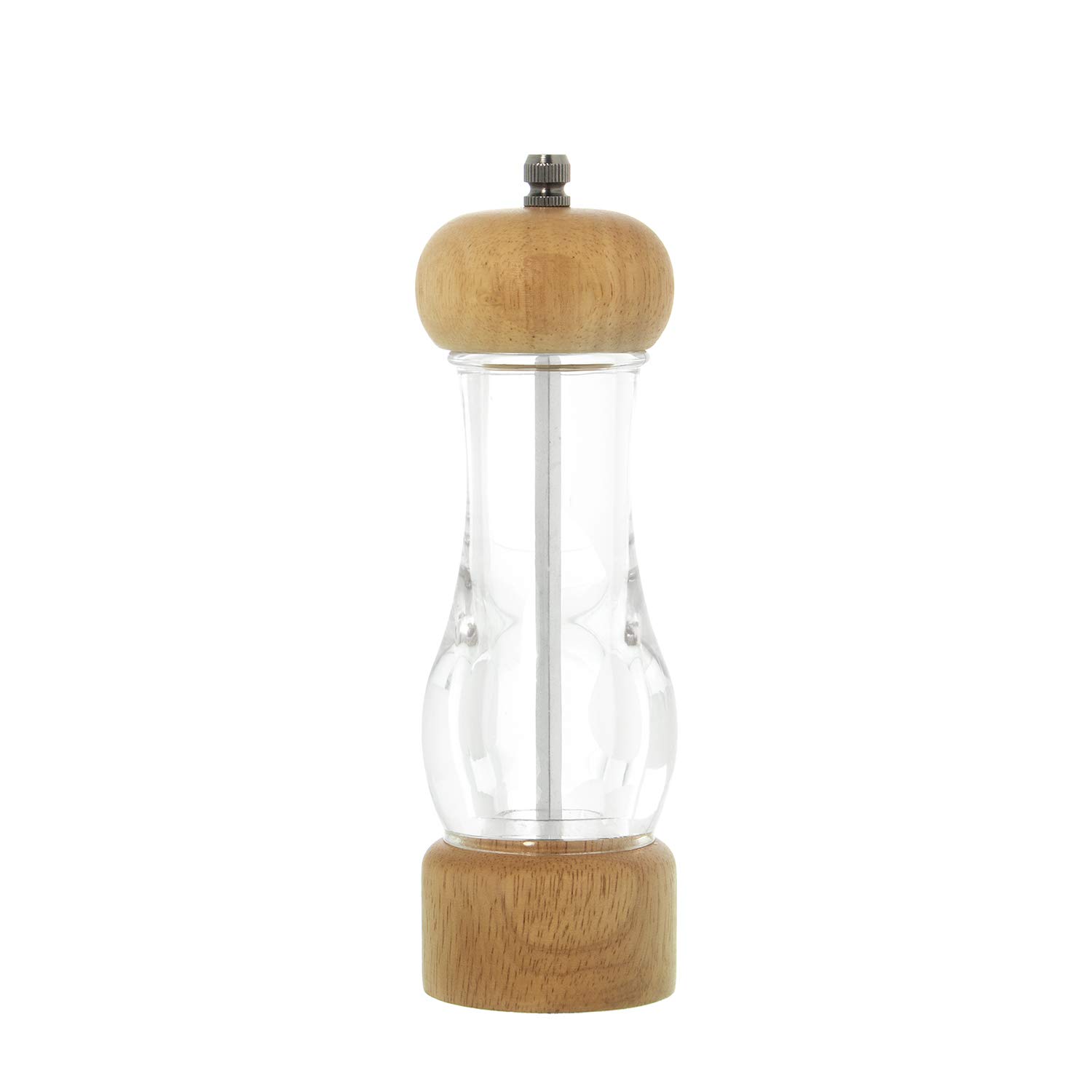 Poivrier en bois et acrylique DRW 19 cm naturel et transparent pour la table