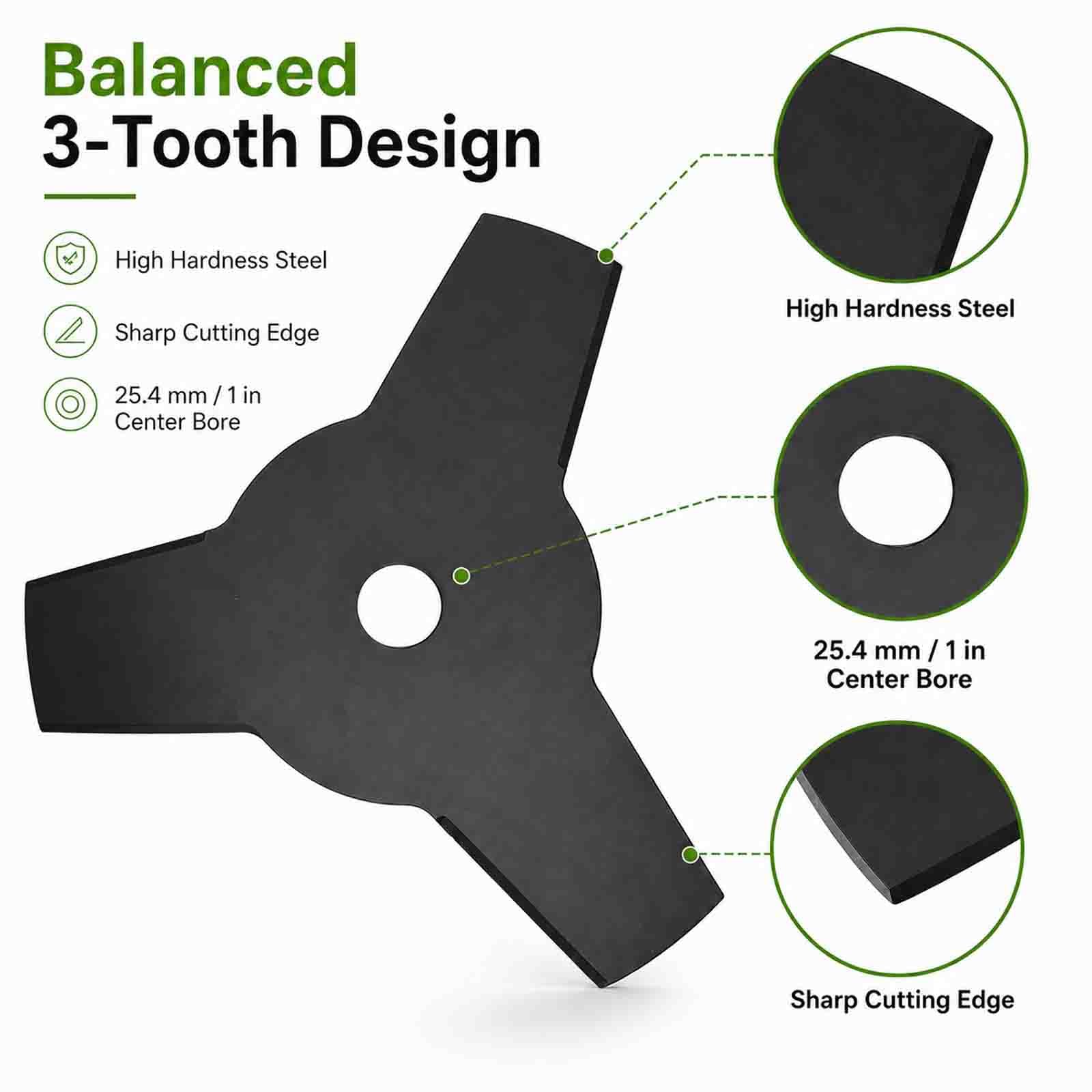 Lame 3 Dents en Acier Carbone pour Débroussailleuse pour Efco DS 3500 S, Lame de Rechange pour Herbes Épaisses, Mauvaises Herbes, Arbustes et Jardin