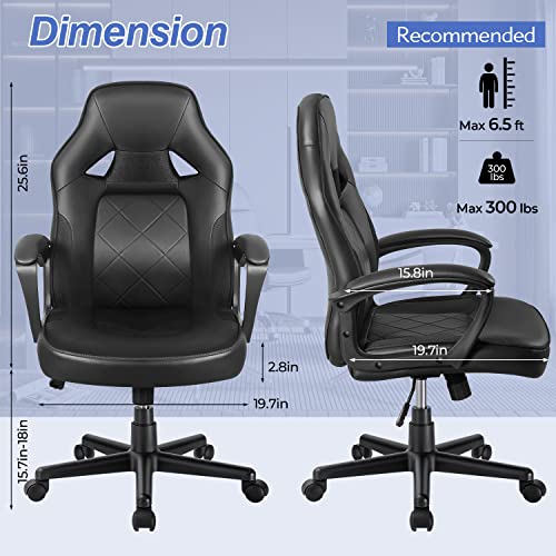 Kemon Office Desk Chair Executive Chair Pu Leather Computer Chair Gaming Chair Racing Style Video Game Chair High Back With Lumbar Support And Arms (Black) #TOP5