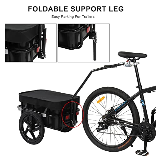 Image of PEXMOR Bike Cargo Trailer with Removable Box & Waterproof Cover, Bicycle Wagon Trailers with 16 inch Wheels & Quick Release Universal Coupler, Large Loading Bike Trailer Storage Cart with Reflectors