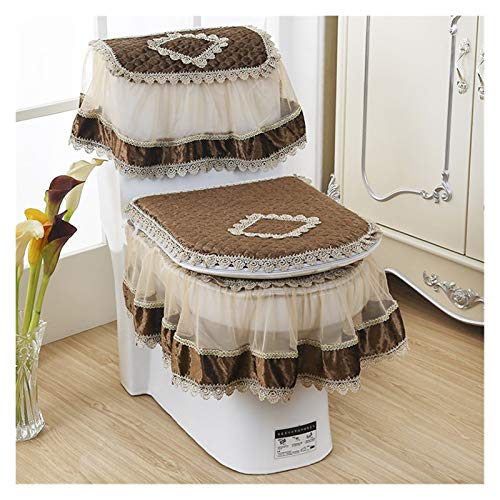 WAYYQX TOILE Sitzbezug Pads Toilettensitzbezug Combo dreiteilig WC Staubbezug Tuch WC Kissenbezug Badezimmer WC Zubehör… – Bild 8