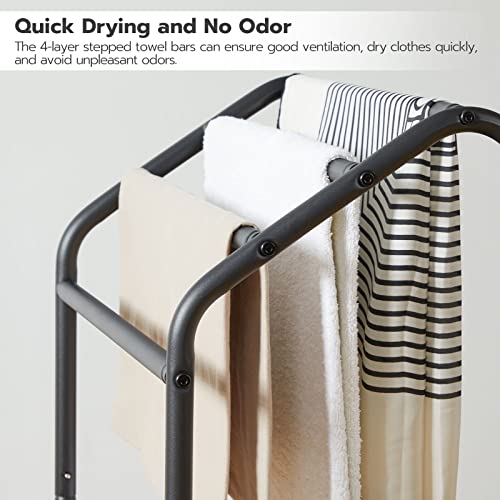Hoobrofreestandingtowelrack4tierblanketrackstand163lx112wx313hblanketladderholderquiltrackdryinganddisplayracklivingroombathroomrusticbrownandblackbf64lb01 Urban Country Home Decor Hoobro freestanding towel rack 4 tier blanket rack stand 163l x 112w x 313h blanket ladder holder quilt rack drying and display rack living room bathroom rustic brown and black bf64lb01 urban country home decor