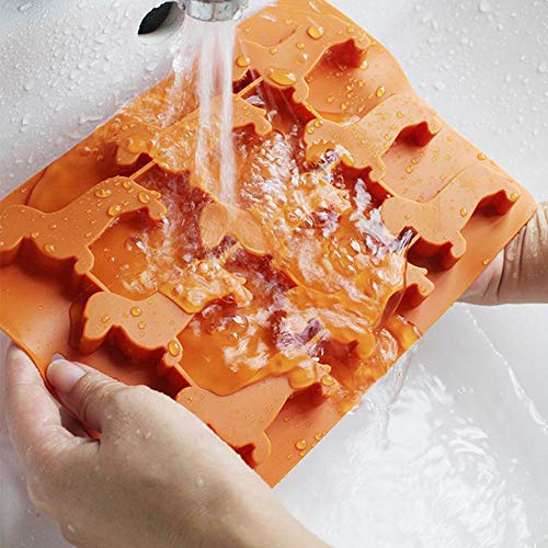 Zhaocaigui Eiswürfelform, 9 Stück Dackel Eiswürfel, Orange, Silikon, BPA-frei