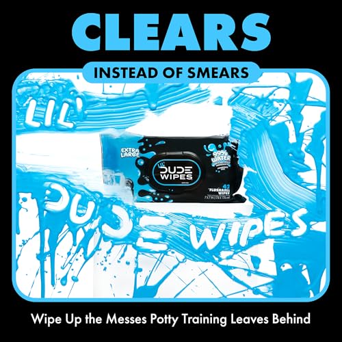 Image of DUDE + LiL' DUDE Wipes Flushable Wipes for Sensitive Skin - 99% Water, Unscented, Hole Family Flushing - 3 Pack (144 Count) + 2 Pack (84 Count) - Vitamin E and Aloe - Septic and Sewer Safe