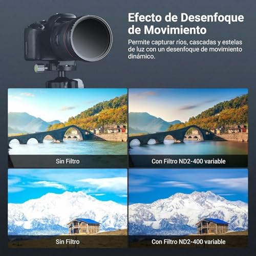 Filtro ND variable 49mm NEWER Basics ND2-400 reducción de luz con marco delgado para cámara 6